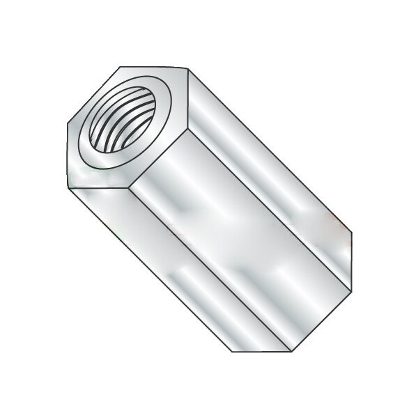 Newport Fasteners Hex Standoff, #6-32 Thrd Sz, 7/8 in L, Brass Nickel Plated, 1/4" Hex W, 500 PK 734329 - main